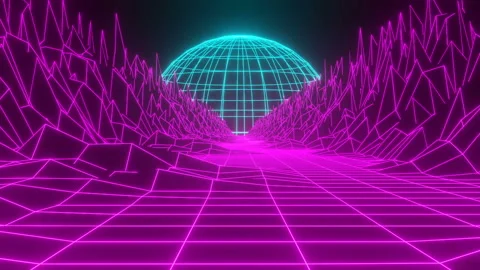 Abstract cyberspace landscape. Seamless loop. Video stock 130592701