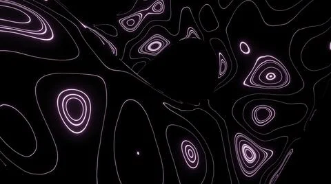Abstract cyclic animation with a bended 3D shape covered by transforming stains Stock Illustration