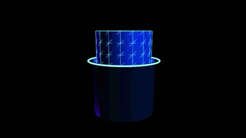 Abstract cylindrical structure with glowing rings during digital animation .. 스톡 동영상 345679436