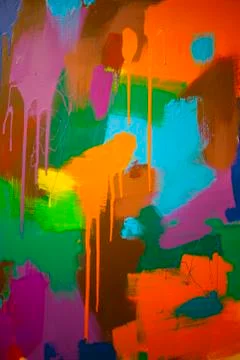 The abstract dabs of paint in different colors on the canvas Stock Illustration