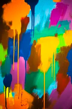 The abstract dabs of paint in different colors on the canvas Stock Illustration