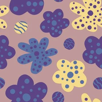 Abstract daisy field. Simple chamomile flowers seamless pattern. Stock Illustration