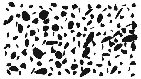 Abstract dalmatian spot pattern with black irregular shapes on white, ideal f Stock Illustration