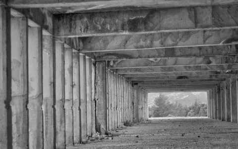 Abstract damage cement columns Stock Photos