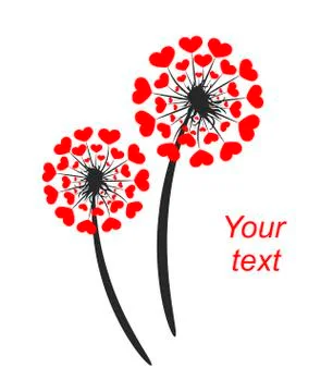 Abstract dandelion with hearts Stock Illustration