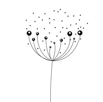 Abstract dandelion on white background.  illustration Ilustração Stock