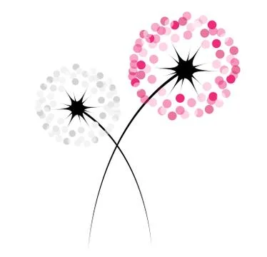 Abstract dandelion on white background.  illustration Ilustração Stock