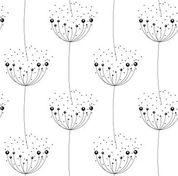 Abstract dandelion on white background. seamless pattern.  illustration Ilustração Stock