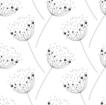 Abstract dandelion on white background. seamless pattern.  illustration Ilustração Stock