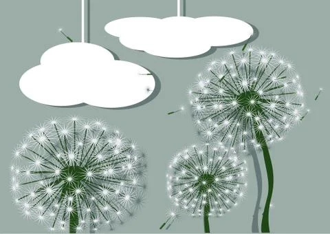 Abstract dandelions and clouds Stock Illustration