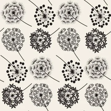 Abstract Dandelions seamless patterns Stock Illustration