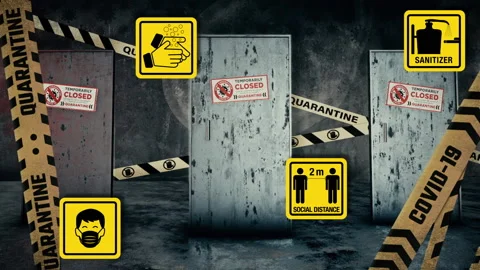 Abstract danger quarantine door Stock Footage 214839763