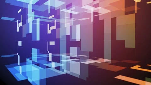 Abstract dark backdrop with flying transparent squares. Computer generated 3d Stock Footage 195006294