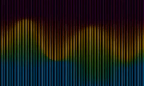 Abstract dark background with 3D fluted vertical texture and colorful wavy .. 스톡 일러스트