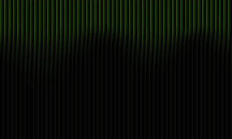 Abstract dark background with 3D vertical green cylinders and wavy shadow p.. 库存插图