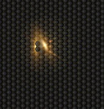Abstract dark background black cells and golden light 스톡 일러스트