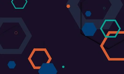 Abstract dark background with blue and orange hexagonal. Vector. Stock Illustration
