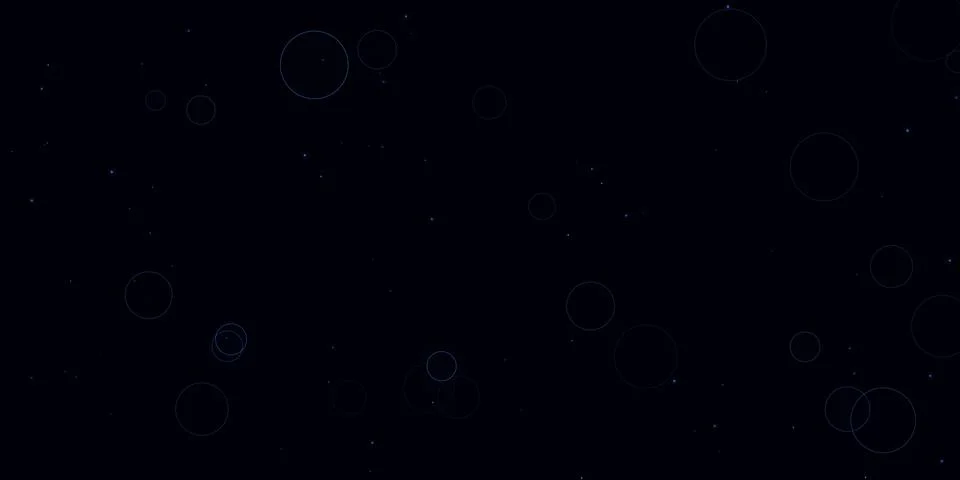 Abstract dark background with blue glowing circles and dots Illustrazione stock