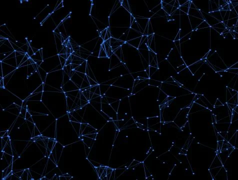 Abstract dark background with blue lines and dots. Stock Illustration