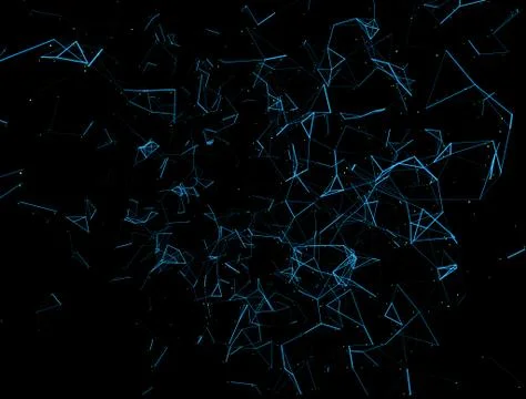 Abstract dark background with blue lines and dots. Stock Illustration