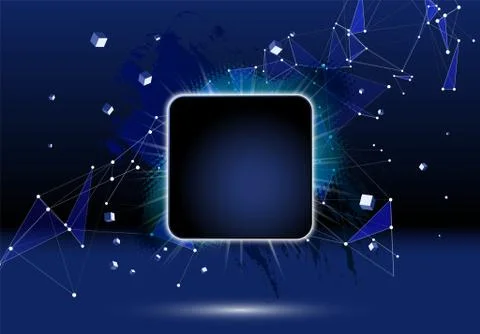 Abstract dark background with brush stroke, blot, triangular grid and frame Stock Illustration