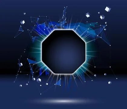 Abstract dark background with brush stroke, blot, triangular grid and frame Stock Illustration