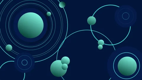 Abstract dark background circular planets and orbit rings minimalist geomet.. Stock Footage 335098133