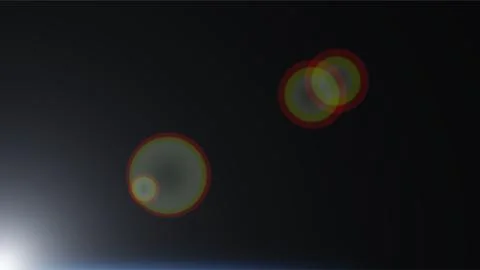 Abstract dark background with colorful circular lens flare and soft bokeh l.. Stock Illustration