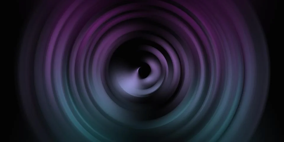 Abstract dark background with concentric circular purple and blue waves Stockillustratie