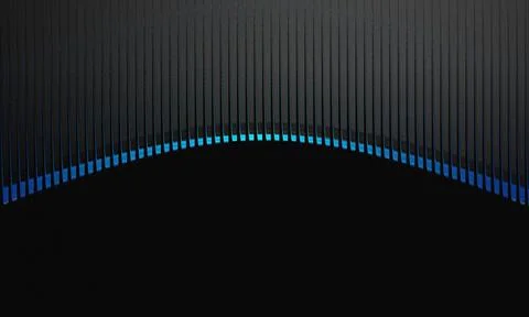 Abstract Dark Background with Curved Vertical Slats and Cyan Neon Light Glo.. 스톡 일러스트