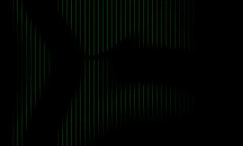 Abstract dark background with deep green vertical stripes and subtle wavy s.. 库存插图