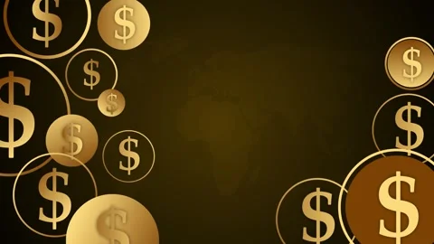 Abstract dark background with dollar signs in circles showing money finance.. Stockbeeldmateriaal 337872369