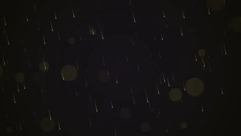 Abstract dark background with falling golden particles and bokeh lights Stock Footage 346005057