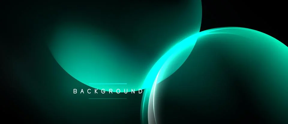 Abstract dark background features flowing teal shapes, gradients, light eff.. Stock Illustration