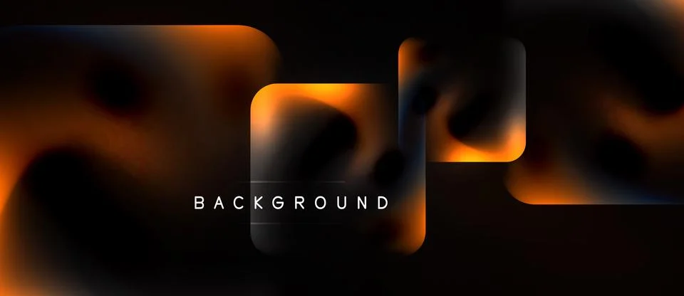 Abstract dark background features orange, blurred squares. Text reads backg.. Stock Illustration