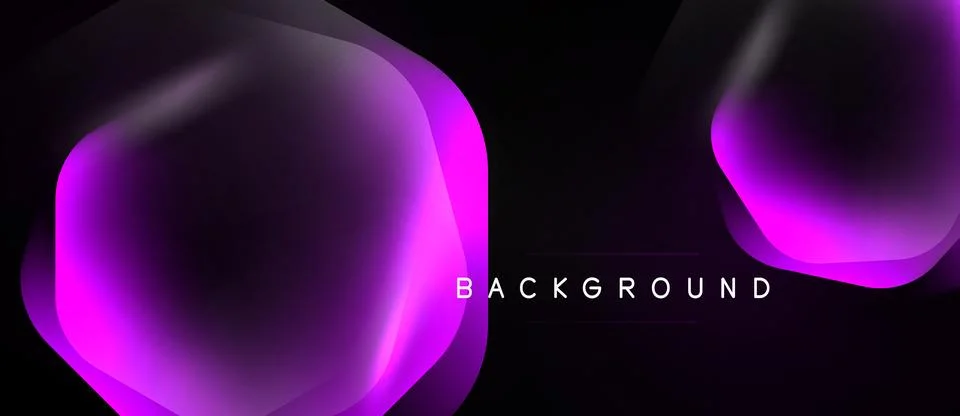 Abstract dark background features vibrant purple shapes. Gradient effects c.. Stock Illustration