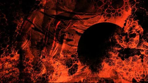 Abstract dark background featuring dynamic red brush strokes, textured patterns, Stock Illustration