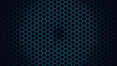 Abstract dark background featuring a glowing blue honeycomb geometric pattern 库存影片 336262587