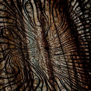 Abstract dark background featuring intricate swirling lines and organic Stock Illustration