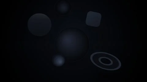 Abstract dark background with floating geometric spheres and shapes moving .. Video stock 344996491