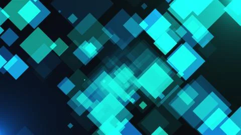Abstract dark background with flying transparent squares. Computer generated 3d イラスト素材