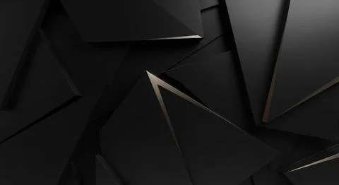 Abstract dark background with geometric black shapes and subtle golden accent Stock Illustration