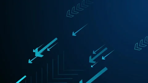 Abstract dark background with glowing arrows and lines pointing down and le.. Stock-Footage 336874775
