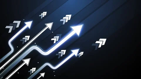 Abstract dark background with glowing arrows pointing upward growth progres.. Stock-Footage 337267322