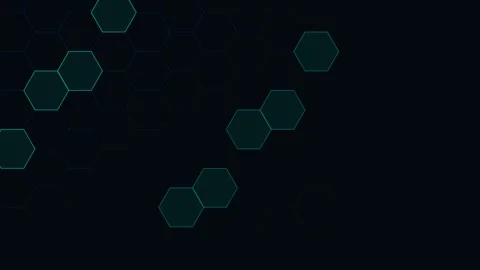 Abstract dark background with glowing blue hexagonal geometric patterns 库存影片 338309514