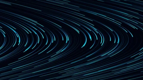 Abstract Dark Background with Glowing Blue Curved Light Trails Motion. Stock Footage 345391954