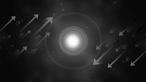 Abstract dark background with glowing central light and directional arrows .. Stock-Footage 329841870