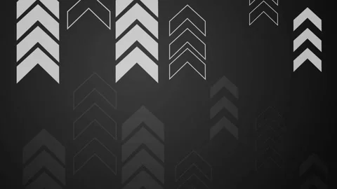 Abstract dark background with glowing chevron arrows and geometric lines an.. Video stock 337085146