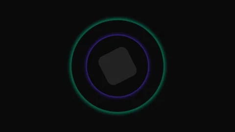 Abstract dark background with glowing concentric circles and a soft square Video stock 339617289