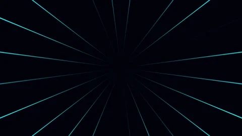 Abstract Dark Background with Glowing Cyan Speed Lines and Radial Light Trail Stock Footage 345391320